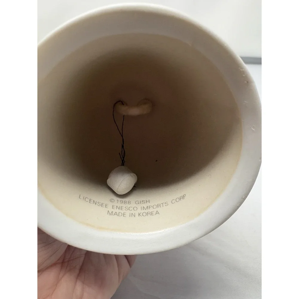 Vtg 1988 Enesco Porcelain Heart Handle Bell A Friend Loveth At All Times Cottage